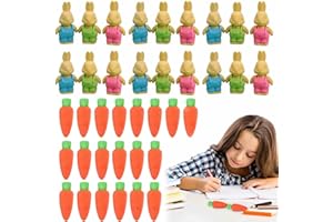 LDBKLGHJ Gomma carina Gomme Da Cancellare - Confezione da 60 Carote Rosse e Coniglietti con Pantaloni a Gambaletto - Regali Divertenti per Feste di Compleanno o Uso Scolastico