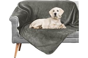 furrybaby Waterproof Dog Blanket, Fluffy Pee Proof pet Blanket for Couch Bed Protection Washable Reversible Pet Fleece Sherpa Throw Blanket Furniture Protector Grey(152×203cm)