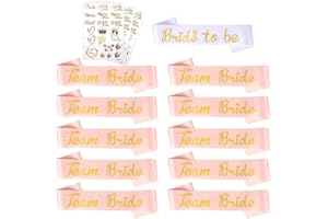 AniSqui JGA Schärpe, Bride to be Schärpe, Team Bride Schärpe, (1 Bride to be schärpe + 10 Team Bride schärpe + 3 Bride Tattoos) jga accessoires frauen