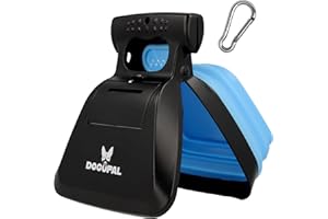 DOGOPAL Hundekotgreifer mit Beutel für Unterwegs - Tragbare Hundekotschaufel mit Erweiterbarem Fach für Hundekotbeutel - Hundekotzange Pooper Scooper - Kotschaufel Hunde Katze (L, blau)