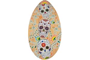 Fenteer Skeleton Printed Skimboard Wooden Skim Board 30" Standing Novelty Beach Sand Board for Children Adults Beginners Water Sports