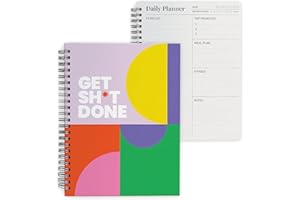 Rileys & Co - Agenda Pour Femme Daily Planner Planning pour une Journée Organisée 160 Pages Non Datées Journal Fitness et Tâches à Faire Planification des Repas A5-20 cm x 15 cm (Get Sh*t Done)