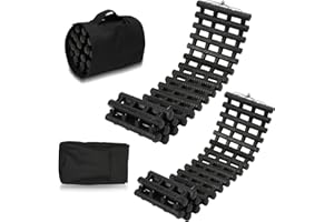 Tubiaz 80 x 21 cm Auto Anfahrhilfe, 2er-Set Traktionshilfe, Schwerlast Gummi Anfahrtshilfe Set, Traktionsmatte mit Tragetasche, Offroad Anfahrmatte Sandblech für Schnee, EIS, Schlamm
