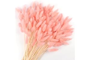 Songjum 120 PCS Dried Bunny Tails Flowers Lagurus Bunny Tails Pampas Grass Decor - Pink Dried Pampas Grass for Flower Arrangements, Boho Wedding Bouquets, Home & Garden Decor