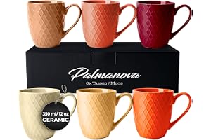 MIAMIO - Grote koffiemokken, set van 6 (6 x 350 ml) - Palmanova (Rood)