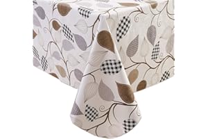 Walrus Heavy Duty Vinyl Tablecloth with Flannel Backing Waterproof Oil-Proof PVC Table Cloth Stain-Resistant Wipeable Rectangle or Square Table Cover for Indoor and Outdoor (Leaves, 60X102 Inch)