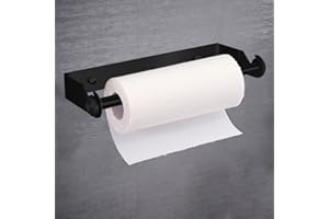 ANHORTS Portarrollos para Papel de Cocina en Pared, Soporte Rollo Debajo del Armario, Acero Inoxidable, Autoadhesivo sin Taladrar, para Guardar Papel Higiénico y Toallas, Negro