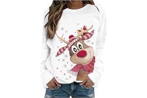 GÉNÉRIQUE Pull De NoëL Pour Femme Rigolo Pull Moche De Noel Femme Manches Longues,Col Rond,Sweat-Shirt Décontracté Rigolo avec Imprimé Humoristique de Noël (Bonhomme Neige,Renne),Matière Chaude et Confortable
