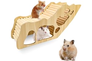 WPPQWP Hamster Haus aus Holz - Hamster Tunnel & Versteck für Zwerghamster, Rennmäuse & Degus (32 x 10,5 x 15,3 cm) - Stil 1