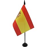 Bandera De Mesa Provincia De Málaga 21x14 Cm - Banderín Decorativo Con Mástil, Ideal Para Despacho