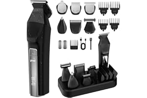 Yineel Regolabarba Rasoio Elettrico, Kit 6-in-1 Tagliacapelli Uomo Professionale, regolabarba uomo per Capelli/Corpo/Naso/Barba/Baffi/Contorni, IPX7 Impermeabile, Ideale come Regalo Uomini