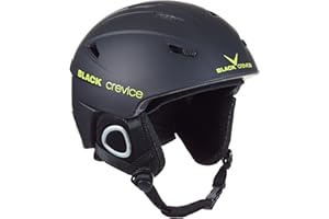 BLACK CREVICE Casco de esquí Kitzbühel I Casco de esquí de diseño Deportivo para Hombre y Mujer I Casco de esquí de policarbonato Transpirable I Talla Ajustable (S, Negro/Amarillo)