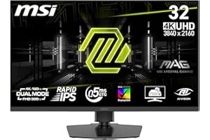 MSI MAG 322URDF E16 Monitor Gaming 32" 4K UHD 3840x2160 Rapid IPS 0,5ms DisplayHDR 400 Protezione Occhi AI Vision Dual-Mode HDMI 2.1 DP 1.4a Supporto Regolabile Inclinazione/Altezza - Nero