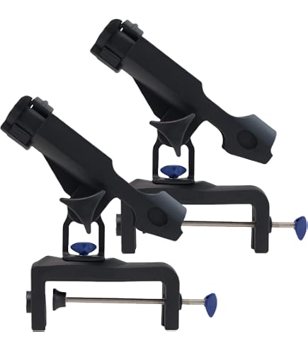 Support Canne à Pêche QWORK - 2 Pièces Rotatifs 360° - Acier Inoxydable 304 - Pour Rails 19-25 Mm