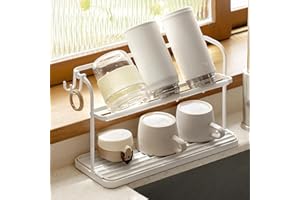 FRETONBA Drying Rack, Baby Bottles Universal Drying Rack, Integrated Bottle Holder with Draining Board, with Removable Drip Tray, White