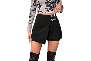GORGLITTER Hosenrock Mit Kette Damen Shorts Elegant Rock Mit Hose Drunter Kurze Hose Mit Rock