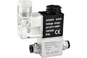 Heschen Electroválvula neumática eléctrica 2V025-08 220VAC PT1/4 2/2 vías normalmente cerrada CE IP65