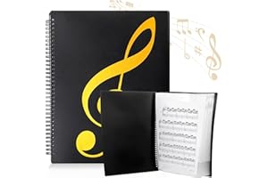 ELEGANCE-GO Classeur de musique A4, 20 Pages / 40 pochettes Classeur Partition Musique Classeur A4 Musique en plastique pour partitions musicales, fichiers, papier, dossiers (Noir)