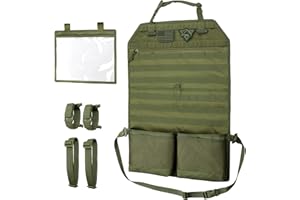 WYNEX Tactical Car Seat Back Organizer with Gun Rack, Upgrade Tactical MOLLE Seatback Cover Protector Universal Fit Vehicles Truck MPV Pickup