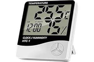 ‎RETOO Retoo Cyfrowy biały termometr wewnętrzny z higrometrem i budzikiem zegar z miernikiem temperatury i wilgotności powietrza pomiar stopni Celsjusza Fahrenheita precyzyjne wartości pomiarowe