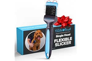 ‎THE DOODLE BRUSH The Doodle Brush - Szczotka z metalowymi igłami dla psów, Szczotka dla pudli, Cockapoo, Goldendoodle, Poodle, Labradoodle rozplątująca psa z igłami psów o długiej sierści (pojedyncza głowica)