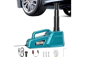 SEESII Electric Car Jack 12V: 5 Ton Hydraulic Car Jack with Remote Control & LED Light, 15.5-45 cm Lift Range Portable Tool for Sedan/SUV/Truck Emergency Roadside Tire Change & Garage Repair