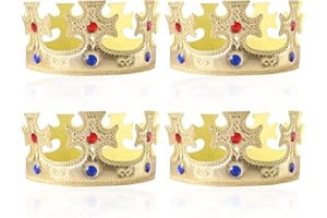 MIVAIUN 4 Pcs King & Queen Crowns - Kids & Adult Costume Accessories for Party, Birthday & Dress Up