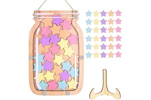 DHINCHANSAIB Children's Prize Glass, 30 Star Sticker Glasses, Personalised Reward Glass, Motivational Glass, Teacher Awards, Wooden Glass with Stars, 2.1 cm (L) x 0.5 cm (H), Childlike