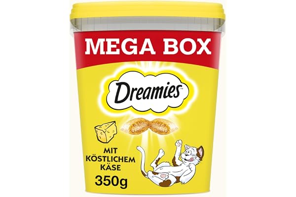 Dreamies Snacks pour Chat avec délicieux Fromage – croustillant à l'extérieur et crémeux à l'intérieur – Friandises pour Chat en Mega Box (2 x 350 g)