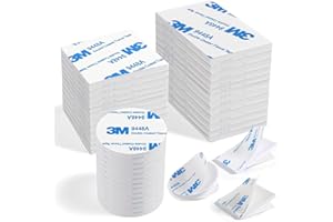 LLNRC Double Face Extra Fort,Adhesif Puissant Ruban Mousse 25 Pièces Carrés,25 Pièces Ronds et 10 Pièces Rectangulaires Sur le Sol, Portes,Plastiques, Verres et Métal Noir Patin Adhésif de Montage(Blanc)