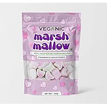 marshmallow  Veganic Marshmallows Pure Veg (80 Pieces) Heart Shape Strawberry