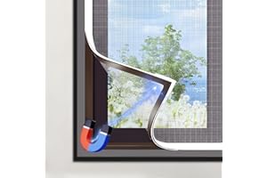 PUASOK Zanzariera Magnetica Finestra, Fai Da Te In Fibra Di Vetro, Regolabile Fino A 120x130cm, Zanzariere Calamitazanzariera Magnetica Facile Installazione Senza Foratura Né Viti - Grigia