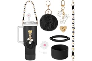 AUAUY 7 SZTUK Zestaw akcesoriów do szklanek Stanley, w tym silikonowe etui, tkany pasek z uchwytem w stylu czeskim, pokrywka ze słomką do 40 uncji i 30 uncji Stanley Cup Akcesoria, (kubek nie jest