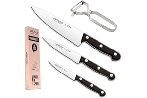 Arcos Juego Cuchillos Cocina Profesionales| Cuchillos Cocina Profesional Set Cuchillos | Mango Negro (4 Piezas)