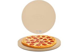 Unicook Pizza Stone, Heavy Duty Cordierite Stone for Oven and BBQ, 38cm Round Baking Slab for Pizza, Bread, Cookies and More, Large Grilling Oven Plate, Thermal Shock Resistant, Durable and Safe