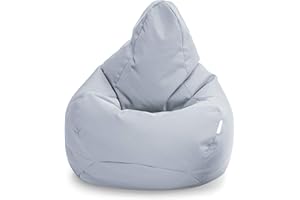 Loft 25 Puff Pera Gamer | Silla Puff Pera para Exteriores Interiores Sala | Resistente Al Agua | Limpieza Fácil | Diseño Ergonómico para Soporte del Cuerpo | Durable Y Cómoda (Gris, Puff)