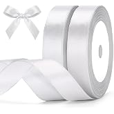 G2PLUS Bianco Satin Ribbon, Gift Ribbon 20 mm x 22 m, 2 Rolls | Gift ribbons for wrapping gifts, weddings, creative sewing an