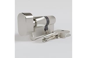 Sempro Knaufzylinder 3 Schlüsseln Messing Vernickelt Schließzylinder 30/30 mit Knauf geprüft nach EN 1303:2015