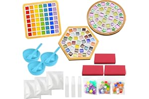 VULEVIRTUE 3 Pcs Sous-Verres En Mosaïque,Kit De Sous-Verre En Mosaïque Pierres De Mosaïque DIY Diamant Painting Sous-Verres Kit Créatif D'Art Et De Bricolage pour Bricolage Artisanat Kits Plateau Décoratif