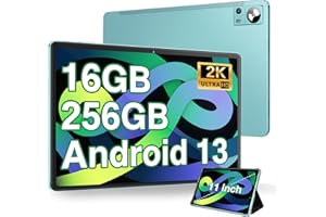 DMOAO Tablet 11 Pulgadas Android 13 con 16GB RAM 256GB ROM(1TB Ampliable), 2K FHD Tablets con Triple Cámara(13MP+5MP+2MP), 8 Cores, 2.0 GHz, IPS 2000 * 1200, 5G Wi-Fi, Batería 8600 mAh, BT 5.0, GPS, Verde