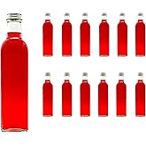 slkfactory 500ml Glass Bottles with Screw Tops 12 Pcs Reusable Twist-Off Lids Airtight Glass Bottle for Home Made Sloe Gin Li