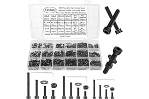 FandWay 900 Stück M2 M2.5 M3 Schrauben Set,Zylinderschrauben Innensechskant Gewindeschrauben,Sechskantschrauben Schwarz 12.9 Legierter Stahl Maschinenschrauben Muttern und Unterlegscheiben Kit.