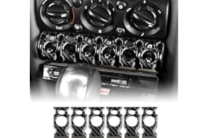 KUNGKIC for MINI R50 R53 2001-2006 Accessories Carbon Fibre Interior Trim Car Dashboard Headlight Switch Cover Self-Adhesive Decal Cool Auto Parts RHD (Black, TypeA)