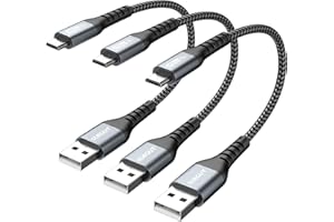 SUNGUY Krótki kabel Micro USB [15 cm * 3] USB 2.0 18 W Micro kable Szybkie ładowanie i dane kompatybilne ze smartfonami Samsung, Huawei, Xiaomi, Kindle, Power Bank, Słuchawki - Szary