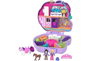 Polly Pocket Coffret Univers Concours Hippique, mini-figurines Polly, une amie et 2 chevaux, surprises incluses, jouet pour enfant, GTN14