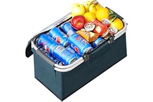 JXCTNNU Cesta de Picnic 25L Cesta de la Compra Plegable con Asa Bolsa Picnic Bolsa Térmica Grande con Tapa Enfriador de Camping Plegable Caja Térmica para Trabajo Viajes Compras (Azul)