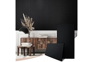 JSSZWYP AKK-STAVE Acoustic Wall Panels - Wooden Wall Panels for Soundproofing - 2 Pack/1200x600mm/1.44² Acoustic Panels for Walls -3D Wood Slat Wall Panelling-Decorative Wall Panel Kits for Home(Mirage Black)