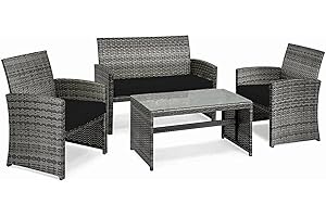 iSTYLE MODE BETTER HOME CHOICE 3 Pieces Replacement Cushions Set For Rattan Chairs Sofa Patio Garden Outdoor Furniture Water Resistant Patio Padding Lightweight and Durable (Black)