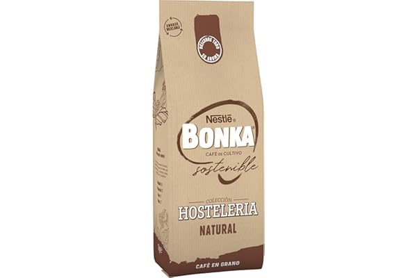 Bonka cafe en grano tostado natural para hostelería, Ideal para maquina de cafe Espresso - 1 paquete x 1 kg
