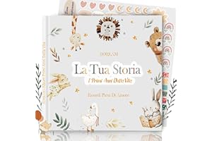 ZORKAM Album Ricordi Neonato - Album Nascita Bambino Bambina Fino a 5 Anni Di Vita stile Neutro- Regalo da Costudire per Sempre-Ottima Idea regalo nascita bimbo bimba Baby shower-Foto e scritte 80 P